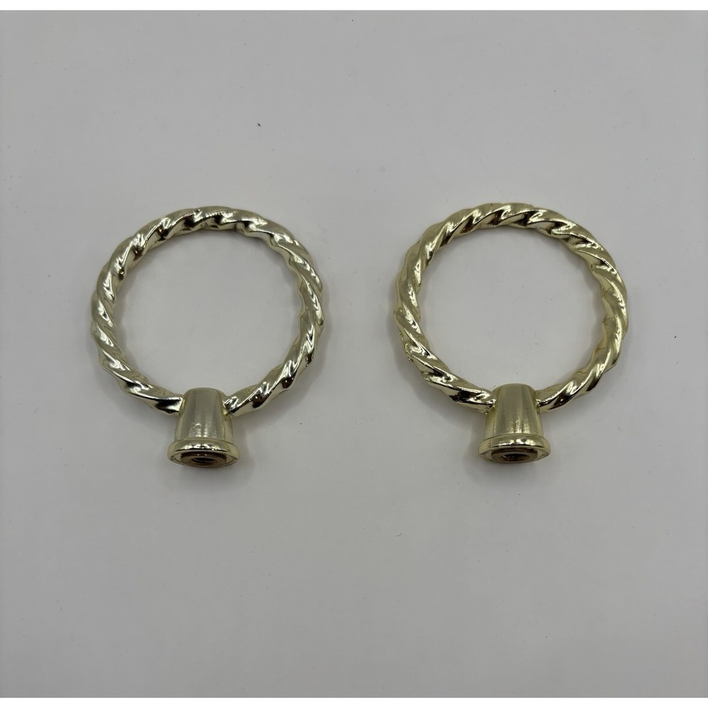 Ornate Round Spiral Gold Metal Lamp Finial Design Indoors Set Of 2